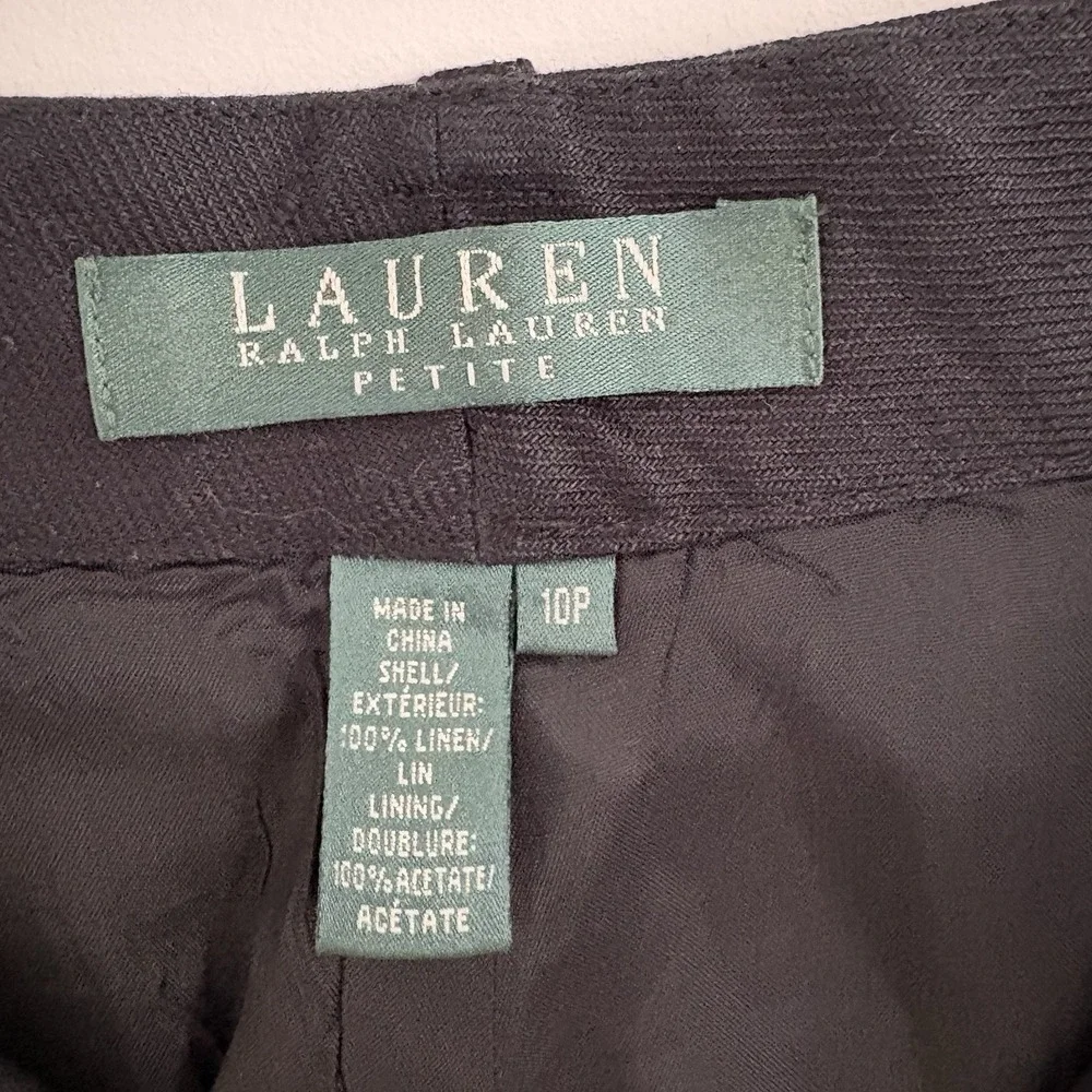 Lauren Ralph Lauren 100% Linen‎ Pants BLACK Lined 10P Minimalist Preppy